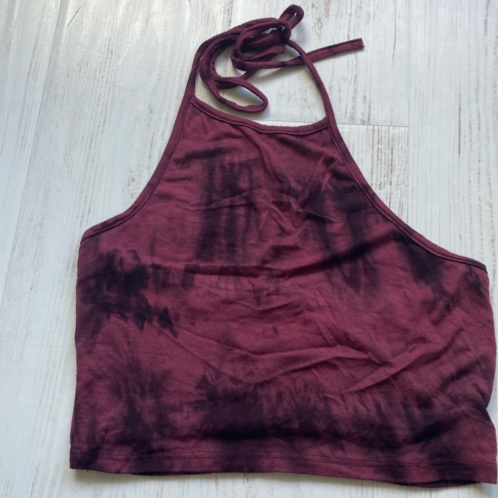 Full Tilt halter top. Maroon and black tie dye size S